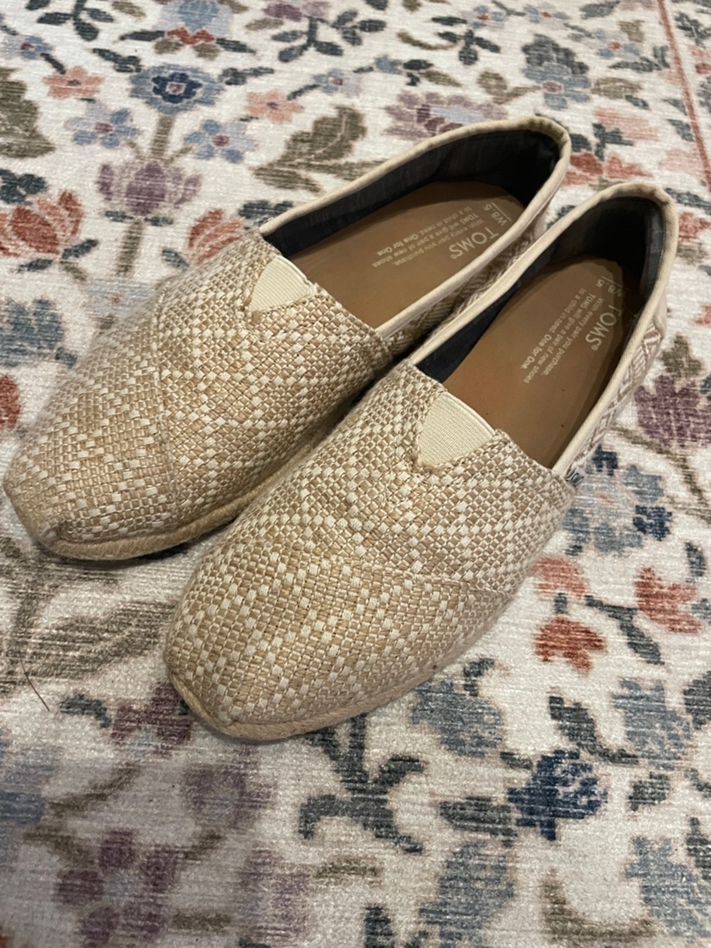 TOMS Natural Woven Espadrille Slip-On Flats
